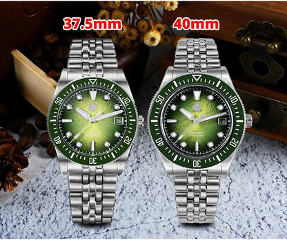 San Martin 37,5 mm 40 mm emajlirana ura z vzorcem spirale in vrtinca za moške, luksuzna potapljaška ura, Miyota 9015, avtomatski mehanski mehanizem, vodoodporna do 200 m, SN0148