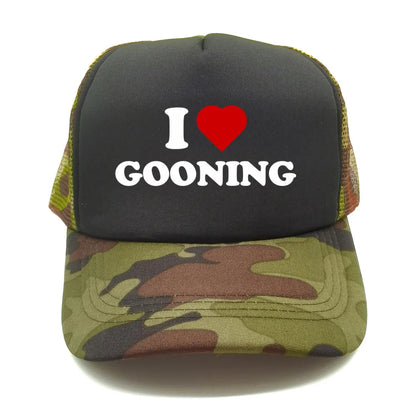 Funny I Love Gooning Baseball Caps Cool Summer Men Mesh Net Hat Humor Trucker Cap Unisex Outdoor Mesh Net Caps MZ-080
