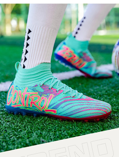 Men Women Football Boots Outdoor Soccer Cleats Non-slip Football Field Boots Ultralight Futsal Sneakers TF/FG Spiked Soccer Shoe