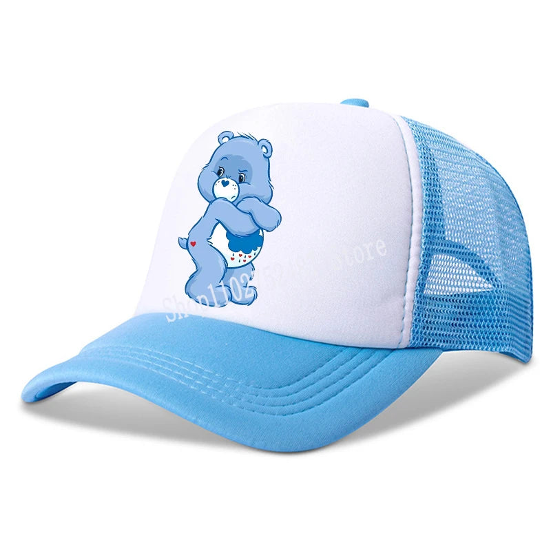Anime Care Bears baseballová čepice pro dívky a ženy, nová outdoorová sportovní sluneční čepice, letní prodyšná síťovaná sluneční čepice, dětská i dospělá pokrývka hlavy, dárek