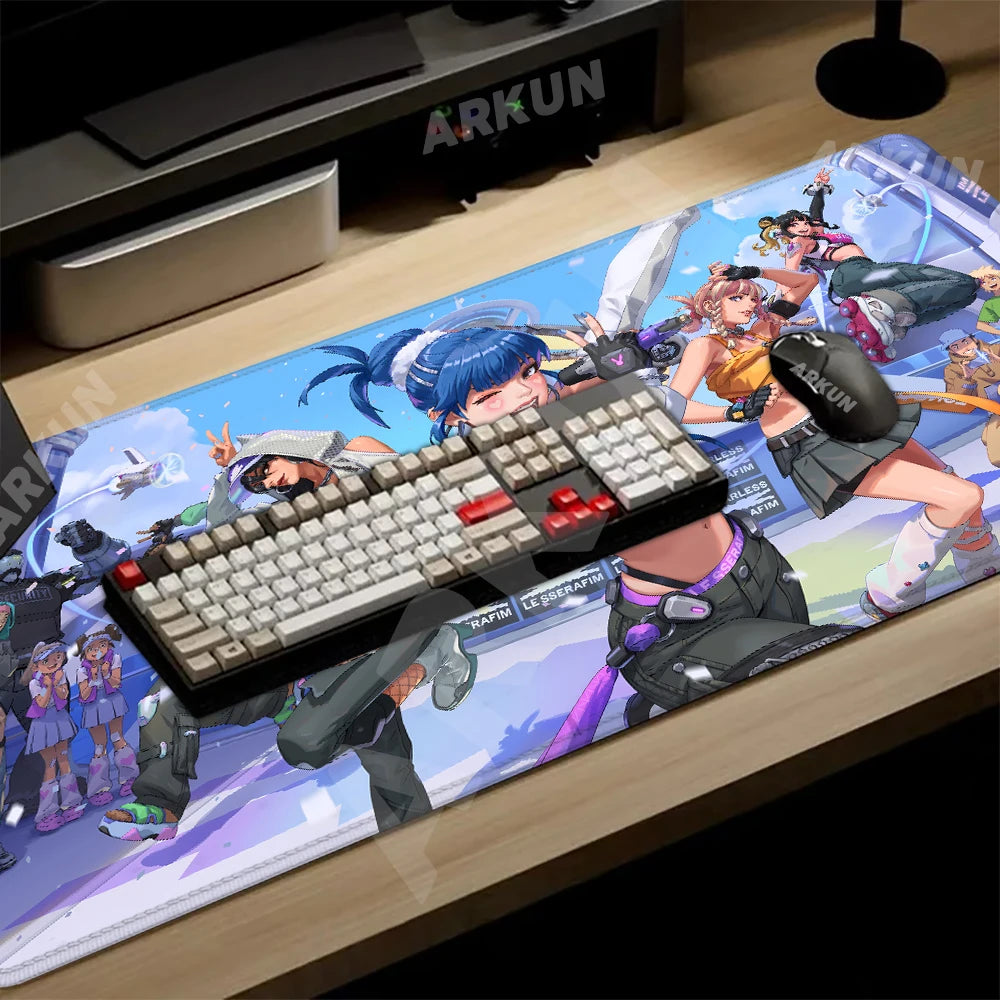 Módní velká FPS 900x400 anime herní podložka s dívkou ve stylu Overwatch pro notebook a kancelář, měkká gumová podložka na stůl, herní podložka pod myš XXL