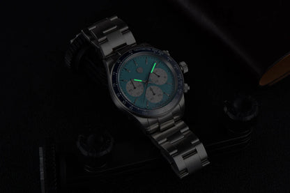 Herreur Rolls Timi Panda – Kvarts-kronograf, luksusmodel, safirglas med antirefleksbehandling, vandtæt, sporty stil