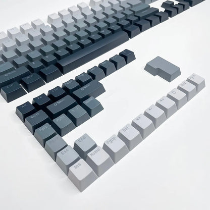 Teclas Gamer RGB retroiluminadas em degradé para teclado mecânico com switch MX, perfil OEM, PBT, branco e azul, layout ISO, teclas DIY