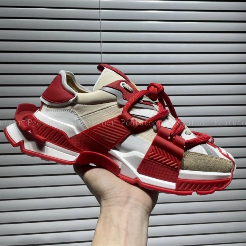 Size 35-46 Women Men Sports Shoes High Quality Patchwork Casual Sneakers Lace Up Fashion Platform Sports Running Shoes Hot