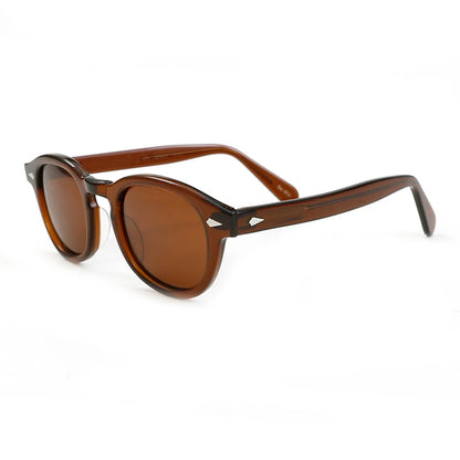 Polariserade solglasögon för män och kvinnor, Johnny Depp-inspirerade solglasögon i Lemtosh-stil, retro, runda, acetatbåge, UV400-glas, Oculos