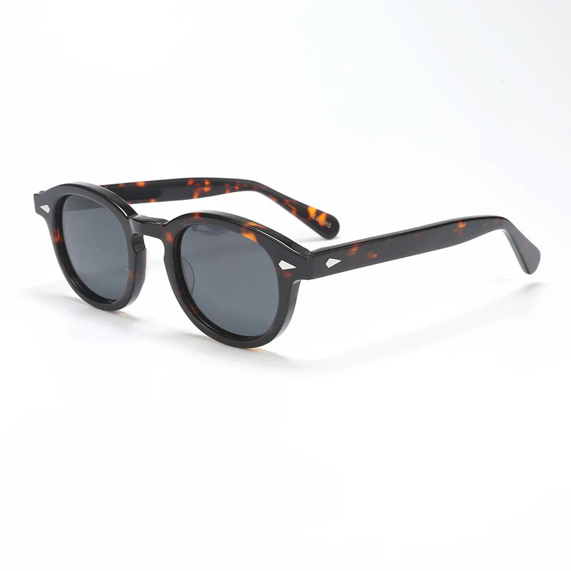 Polariserade solglasögon för män och kvinnor, Johnny Depp-inspirerade solglasögon i Lemtosh-stil, retro, runda, acetatbåge, UV400-glas, Oculos