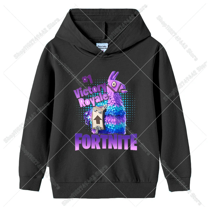Lasten Fortnite-huppari syksyyn, ohut hupullinen collegepaita pojille ja tytöille, pitkähihainen pusero, urheilu- ja vapaa-ajan lastenvaate