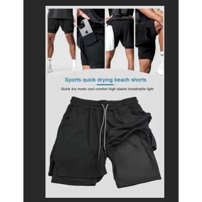 Dragon Ball Anime GOKU Peripheral Printed Double-layer Shorts, American Sporty Summer Men's Loose and Breathable Pants