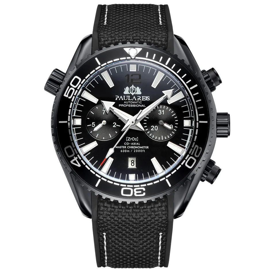 Classic Luxury Men Automatic Watch Multifunction Mechanical Wristwatch Rubber Strap Waterproof Week Date Watches Reloj Hombre