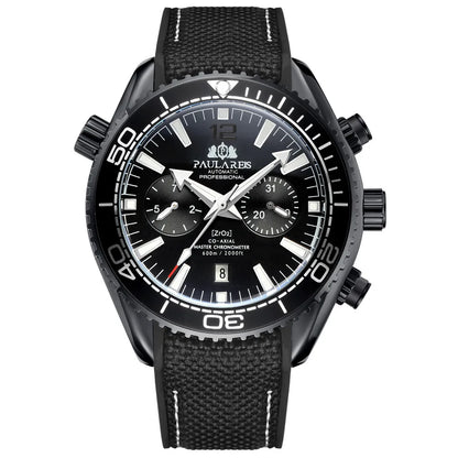 Classic Luxury Men Automatic Watch Multifunction Mechanical Wristwatch Rubber Strap Waterproof Week Date Watches Reloj Hombre