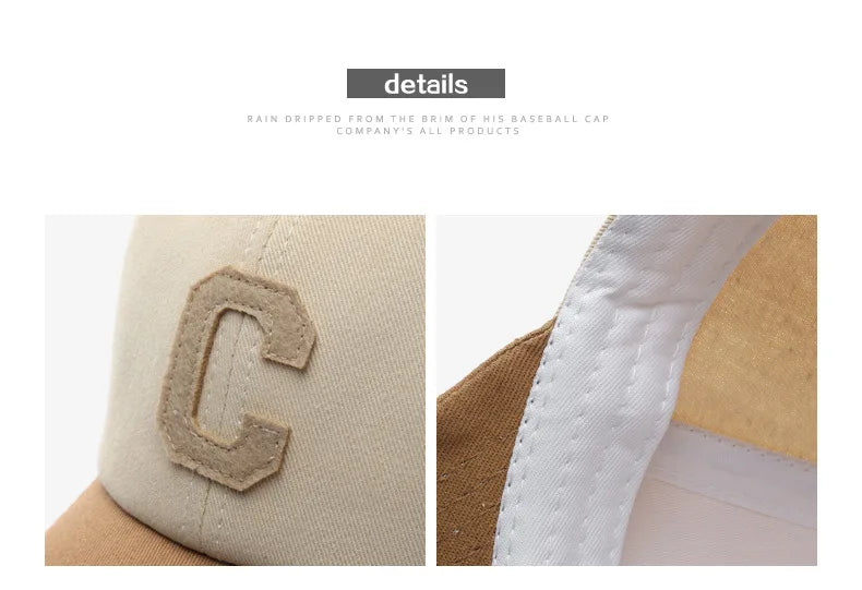 Vintage baseballkasket med broderet C-bogstav | Tofarvet design, justerbar rem, unisex til mænd og kvinder