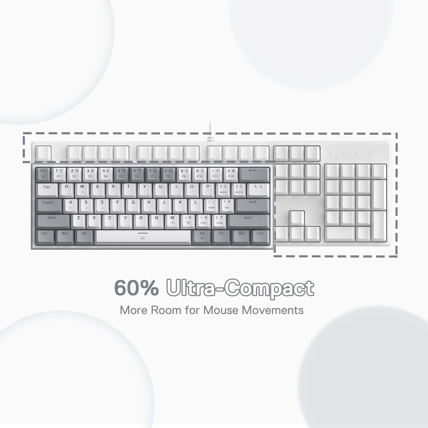 Redragon K617 Fizz 60% Wired RGB Gaming Keyboard, 61 Keys Hot-Swap Compact Mechanical Keyboard Red Switch