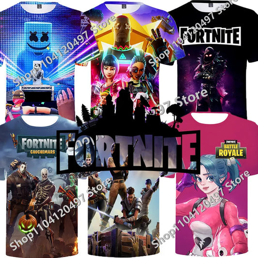 Fortnites Theme Birthday Number T-Shirt Summer Child White Clothes Cartoon Hot Game Short Sleeve Tees Casual Tops Funny Gifts