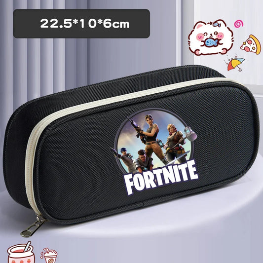 Fortnite Pencil Case Cartoon Character Print Pencil Pouch Canvas Stationery Bag Fashion Student Stationery Box Birthday Gifts