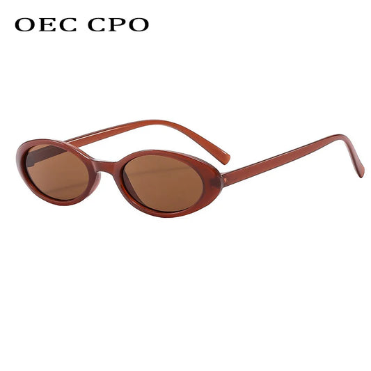 New Small Oval Sunglasses Women Men Trendy Vintage Hip Hop Cat Eye Sun Glasses Female Leopard Black Punk Eyewear UV400 Oculos