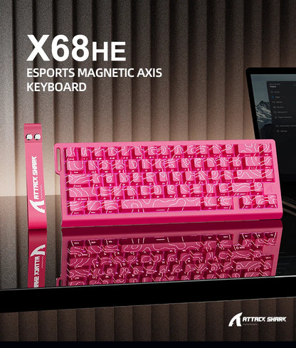 ATTACK SHARK X68HE Magnetic Keyboard Red Wired Mechanical for Pro Gaming 0.01mm Rapid Trigger 8000Hz SOCD/Rs 0.125ms 128K Rate