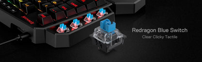 Redragon K585 DITI One-Handed RGB Mechanical Gaming Keyboard,Wrist Rest 42 Keys Type-C Professional Gaming Keypad Hot-Swappable