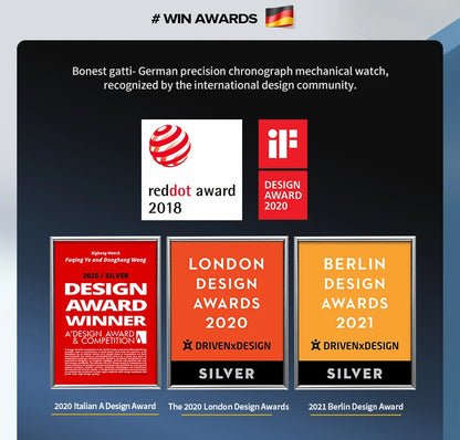 BONEST GATTI New Fully Automatic Men Watch Skeleton Mechanical Watch Rubber Black Band Luminous Barrel Shaped Men Watch