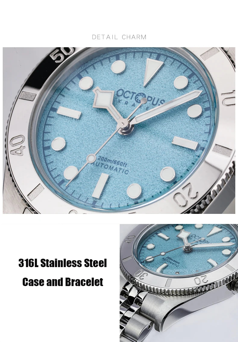 Octopus Kraken 37mm Dive Watch Men BB54 PT5000 Automatic Mechanical Movement Sapphire Crystal Aluminum Bezel STL Bracelet 20Bar