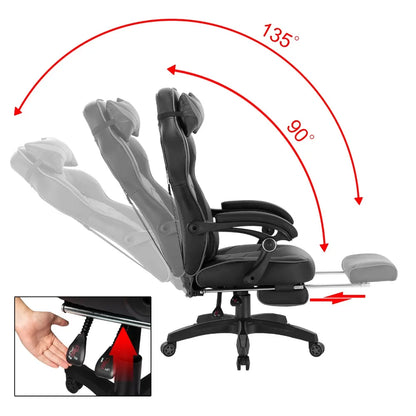WOLTU Gaming Chair Ergonomic Racing Chair with Footrest, Lumbar Support, Headrest, Adjustable Office Computer Desk Chair
