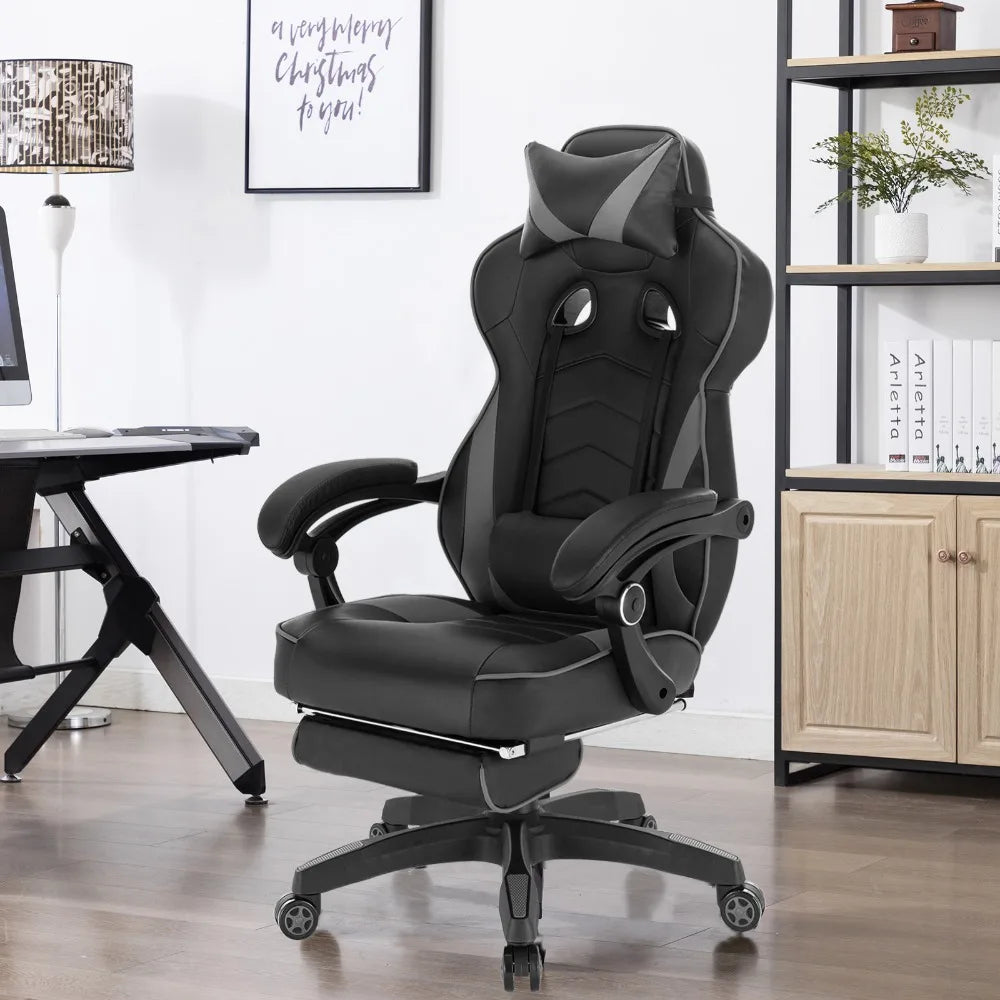 WOLTU Gaming Chair Ergonomic Racing Chair with Footrest, Lumbar Support, Headrest, Adjustable Office Computer Desk Chair
