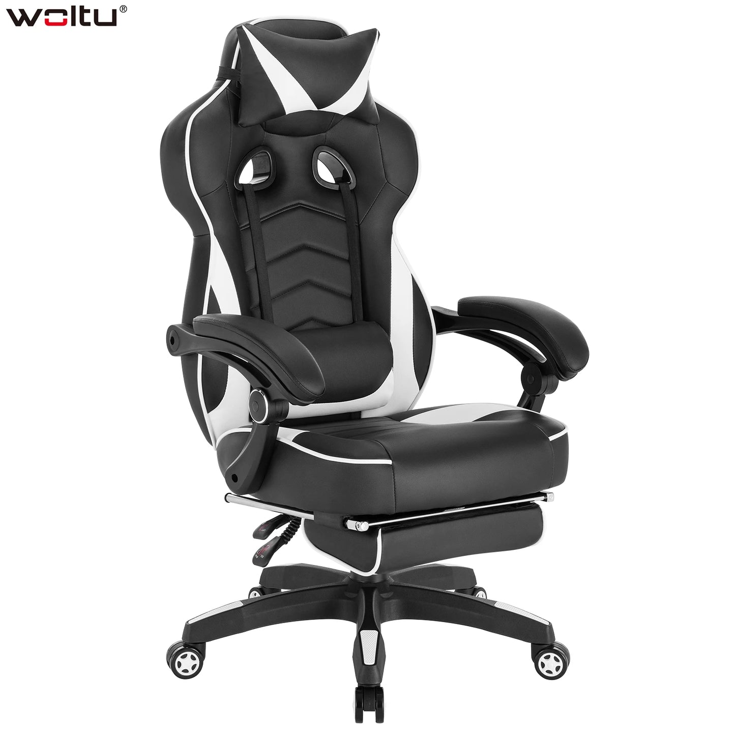 WOLTU Gaming Chair Ergonomic Racing Chair with Footrest, Lumbar Support, Headrest, Adjustable Office Computer Desk Chair